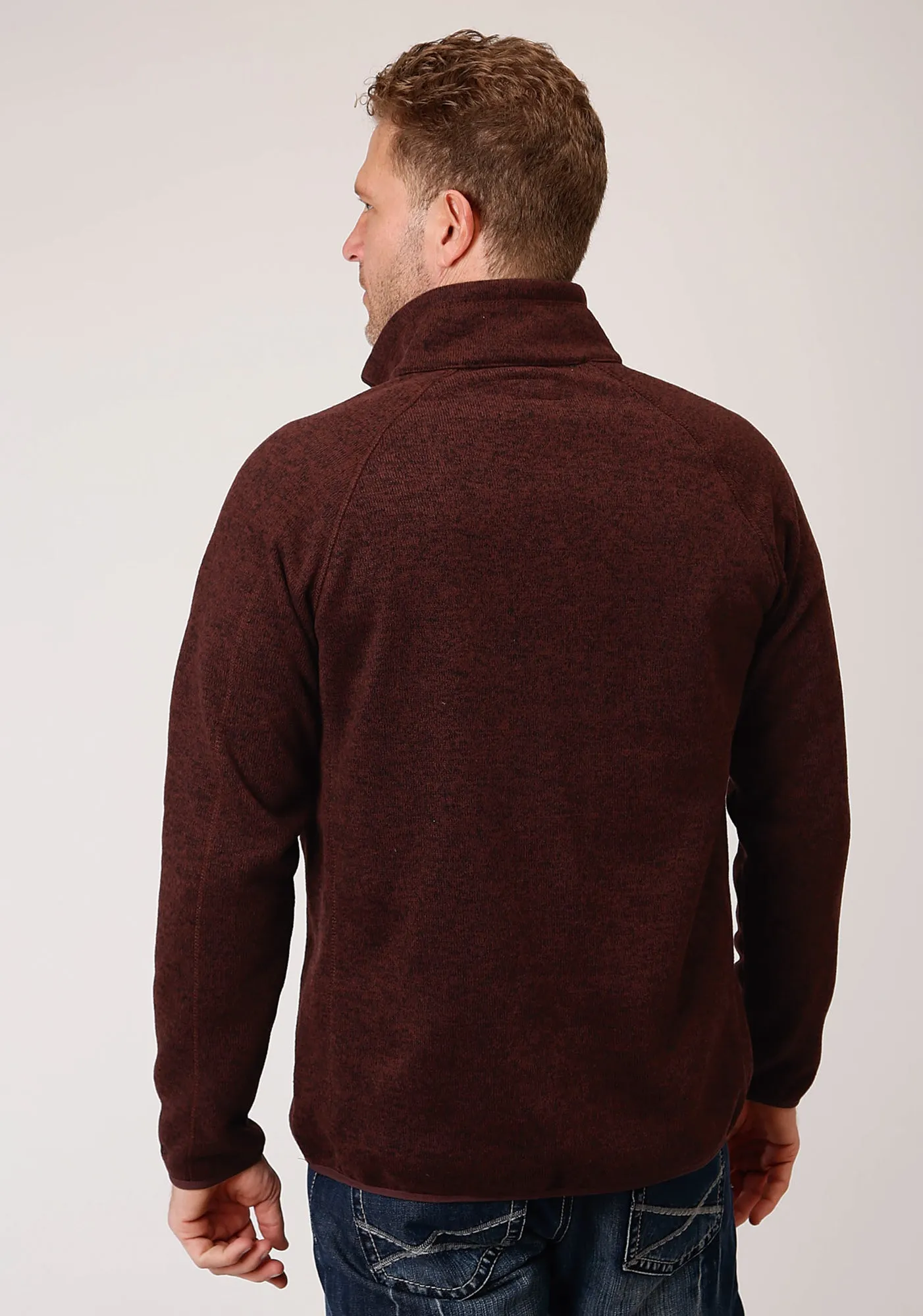 Stetson Mens Wine Polyester 1/4 Zip Pullover Sweater Non Irritating Seams