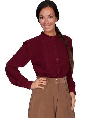 Light Vision Scully RangeWear Womens Burgundy 100% Cotton Paisley Inset Bib L/S Blouse Scully RangeWear Womens Burgundy 100% Cotton Paisley Inset Bib L/S Blouse Work Meeting Casual Autumn Days Unisex Wear Teen Outfit