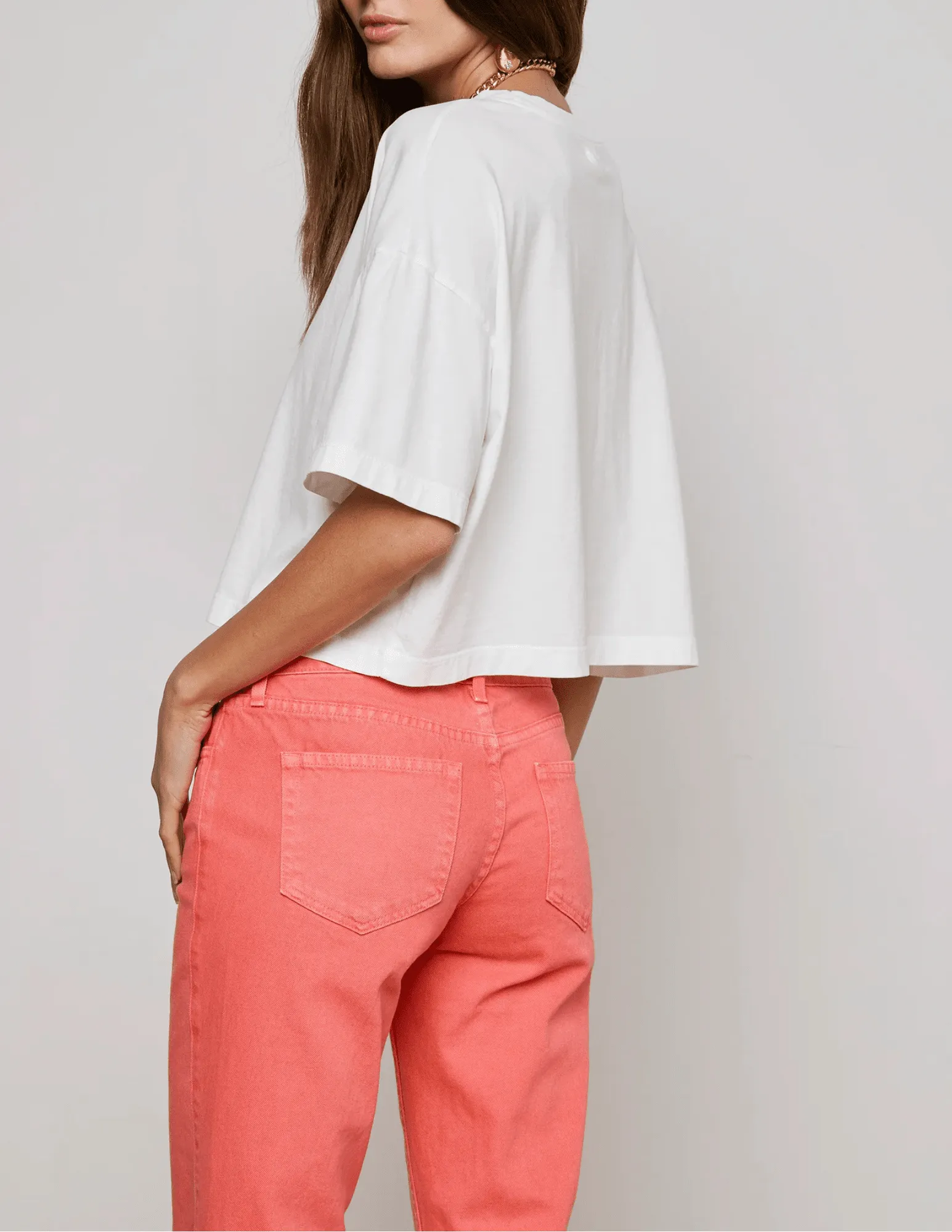 L'AGENCE Daria Oversized Cropped Tee Midweight Knit