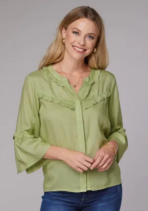Light Wear Roper Womens 2083 Feminine Challis Lime Green 100% Rayon L/S Blouse Roper Womens 2083 Feminine Challis Lime Green 100% Rayon L/S Blouse Lightweight Weave Edgy Fashion