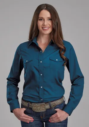 Light Wear Roper Womens 2124 Broadcloth Blue Steel Cotton Blend L/S Shirt Roper Womens 2124 Broadcloth Blue Steel Cotton Blend L/S Shirt Work-to-Weekend