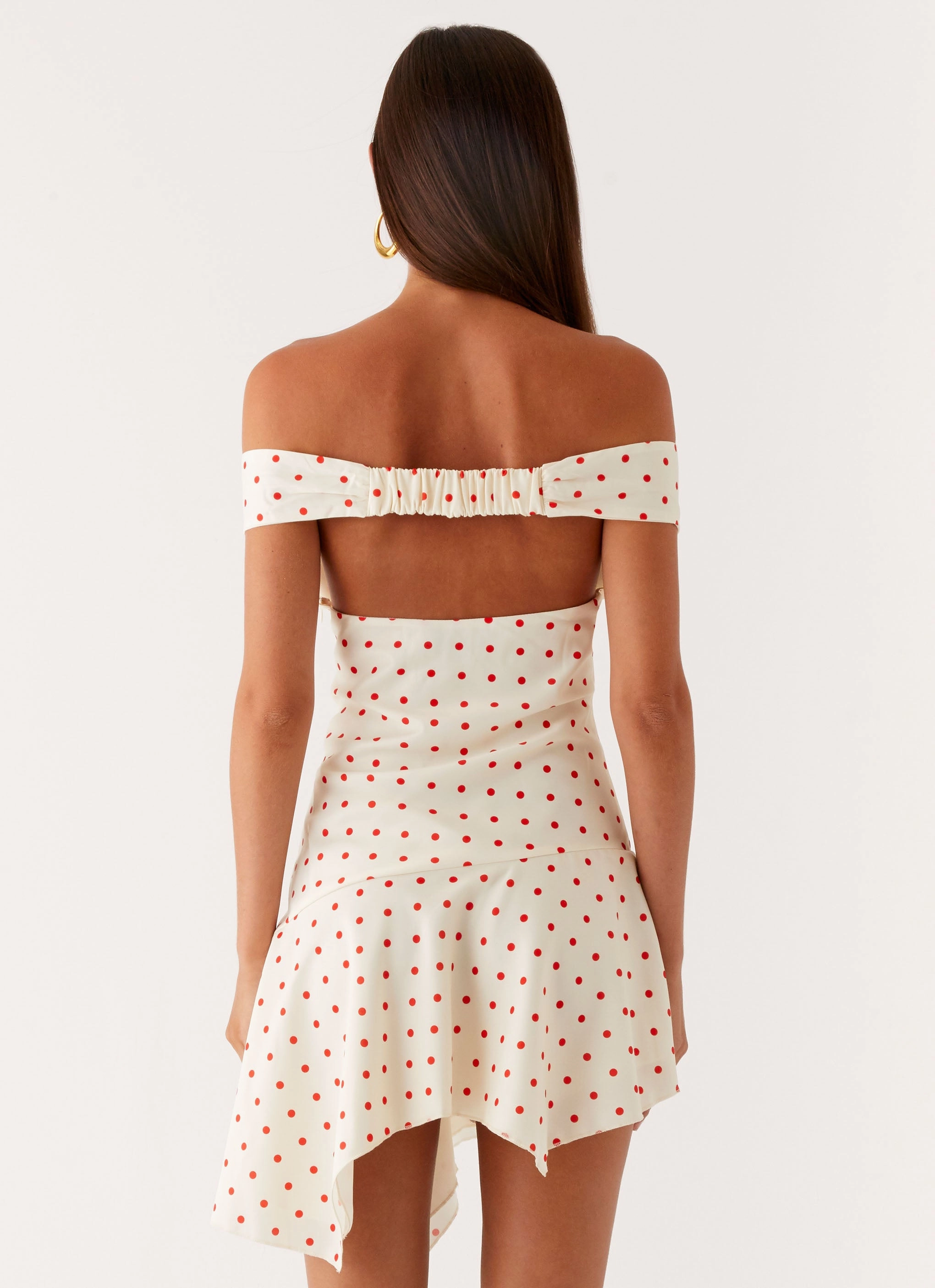 Functional Style Alma Mini Dress - White Red Polka Dot