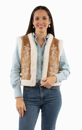 Light Vision Scully Womens Floral Embroidery Faux Sherpa Tan 100% Acrylic Faux Fur Vest Scully Womens Floral Embroidery Faux Sherpa Tan 100% Acrylic Faux Fur Vest Flexible Knee Panels Teen Outfit Eco Friendly Travel Outfit