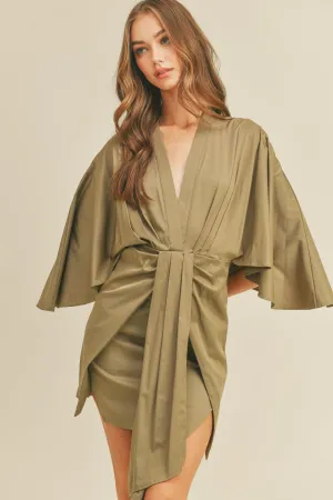 Lightweight Fabric DAKOTA SATIN FRONT DRAPED MINI DRESS DAKOTA SATIN FRONT DRAPED MINI DRESS Flowy summer gown Vintage-Inspired