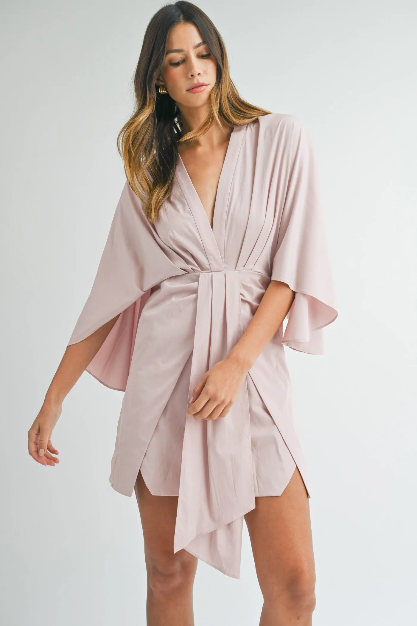 Breathable Material Velvet-Edge DAKOTA SATIN FRONT DRAPED MINI DRESS