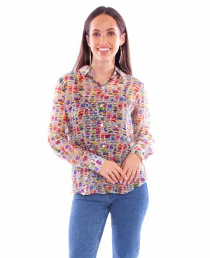 Lightweight Fabric Scully Womens Stained Glass Multi-Color Rayon L/S Blouse Scully Womens Stained Glass Multi-Color Rayon L/S Blouse Spring Trend
