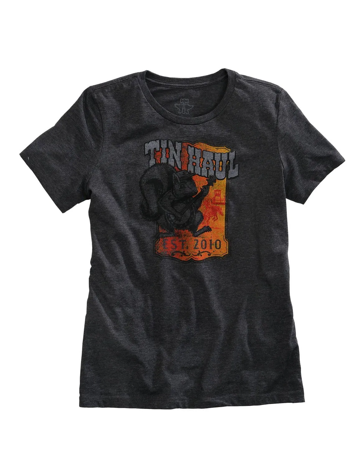 Tin Haul Womens Grey Cotton Blend Squirrel Nut S/S Retro T-Shirt Go To Look