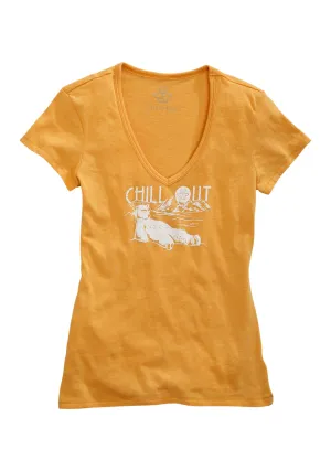Lightweight Fashion Tin Haul Womens Polar Bear Chill Out Golden Yellow Cotton Blend S/S T-Shirt Modern Cut Tin Haul Womens Polar Bear Chill Out Golden Yellow Cotton Blend S/S T-Shirt