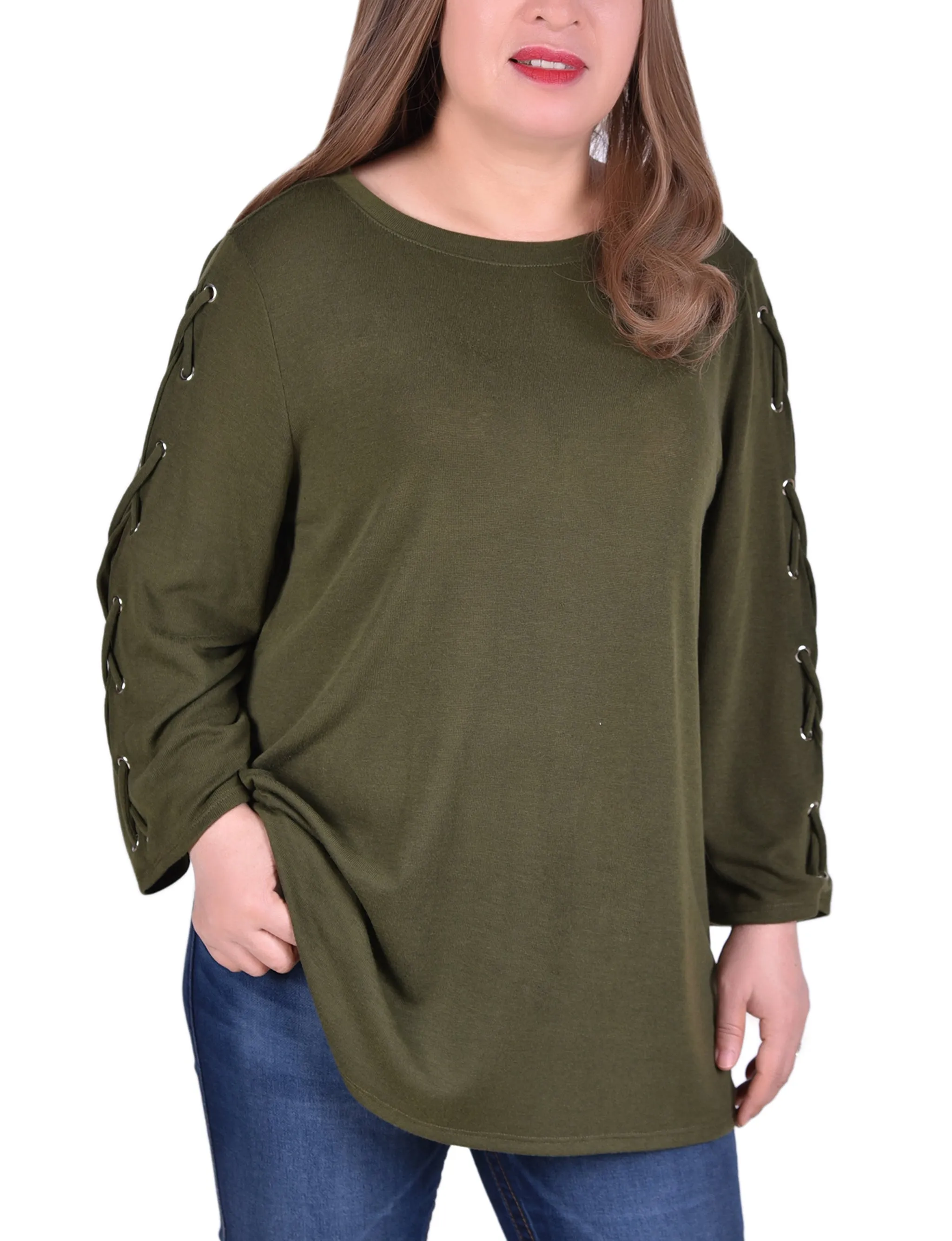 Plus Size Laced Sleeve Top Tailored Wear