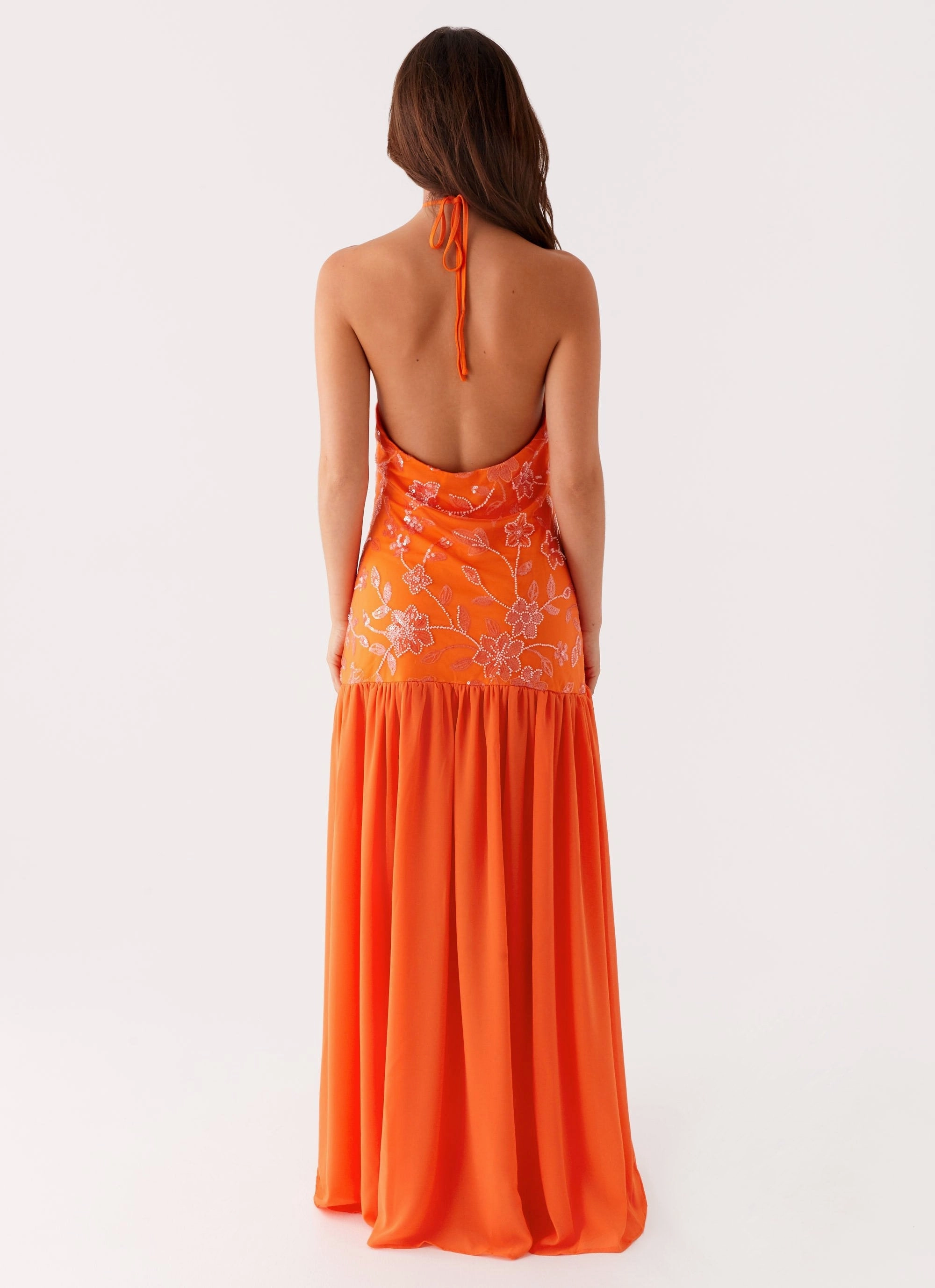 Airy Touch Mid Fit Janelle Beaded Maxi Dress - Orange