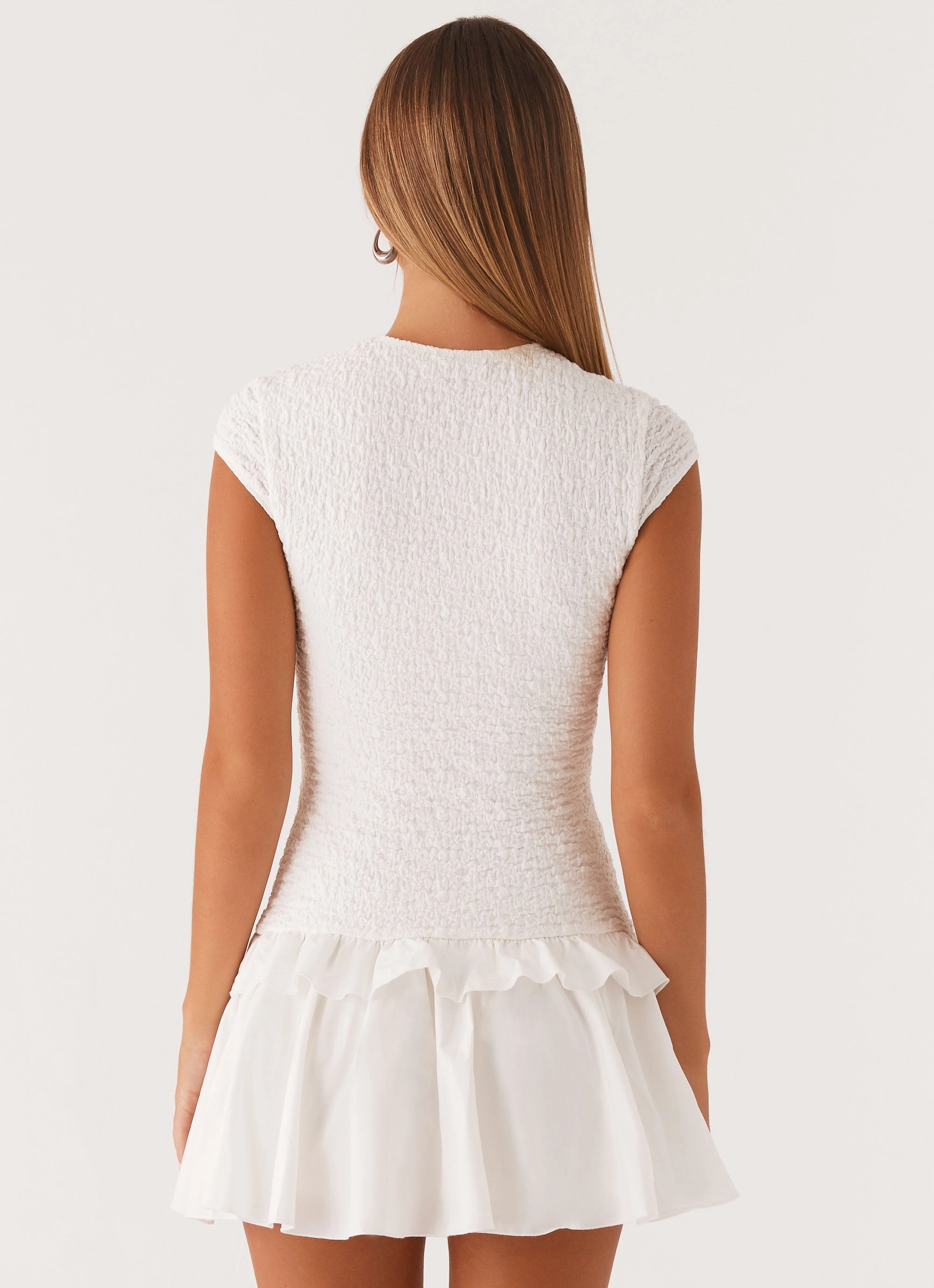 Polished office dress Feminine Structure Hopeless Romantic Mini Dress - White