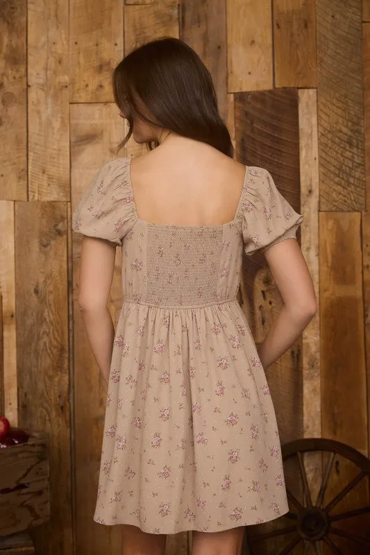 Lilah Floral Sweetheart Front Tie Mini Dress Stylish Waist Fit Body Fit
