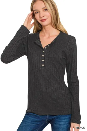 Lilah Ribbed Long Sleeve Button Down Top Cozy Touch Lilah Ribbed Long Sleeve Button Down Top Flattering Cut