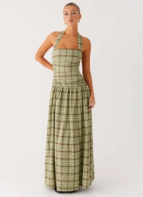 Lilith Maxi Dress - Forest Plaid Contemporary Fit New Mood Easy Comfort Lilith Maxi Dress - Forest Plaid