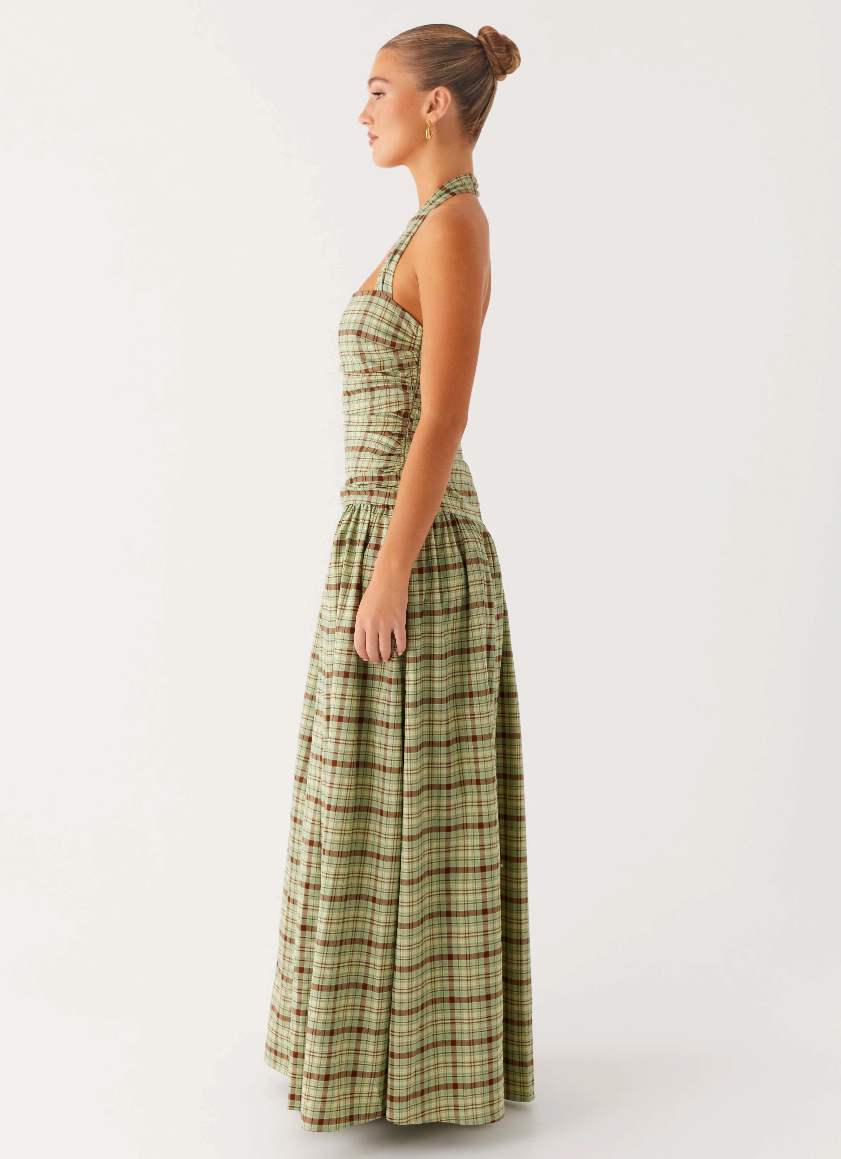 Artistic Edge Polished Form Lilith Maxi Dress - Forest Plaid