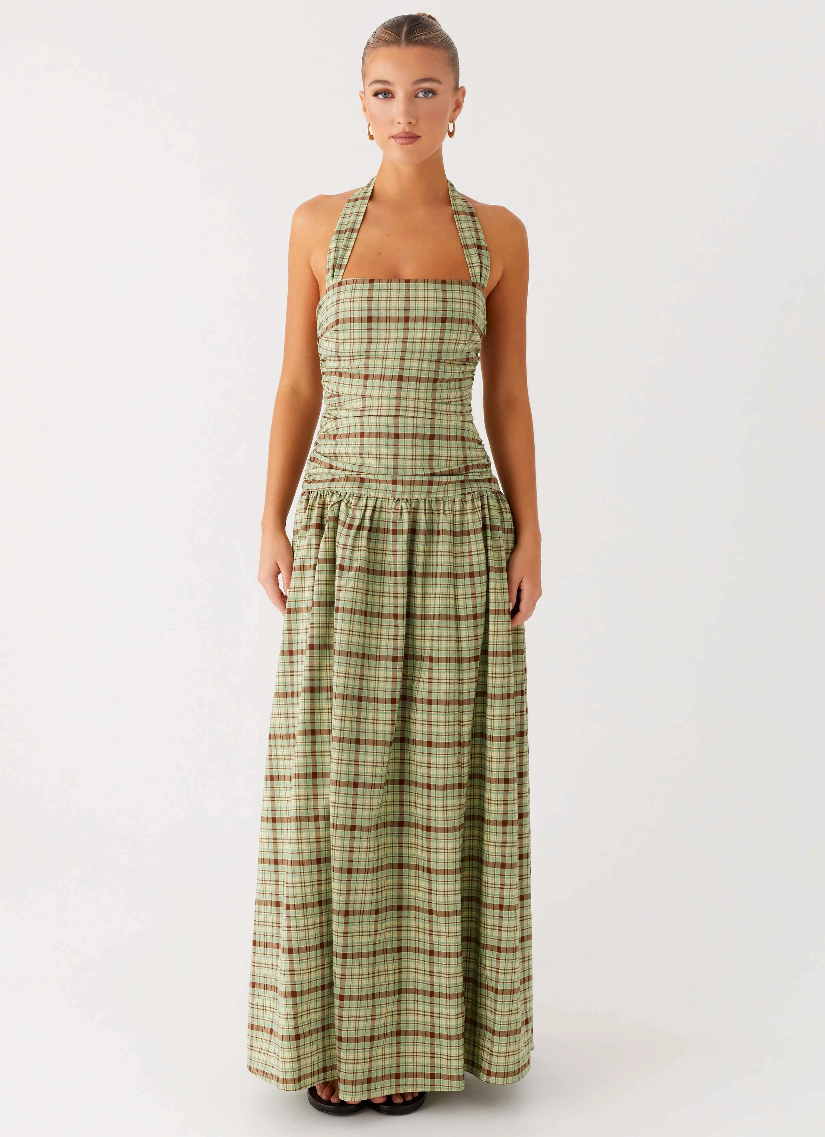 Polished Design Autumn Mood Lilith Maxi Dress - Forest Plaid