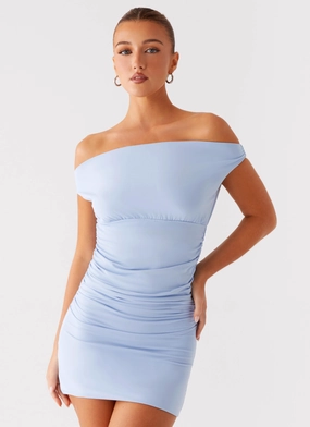 Lilosa Mini Dress - Blue Suede Touch Lilosa Mini Dress - Blue Sleek Silhouette