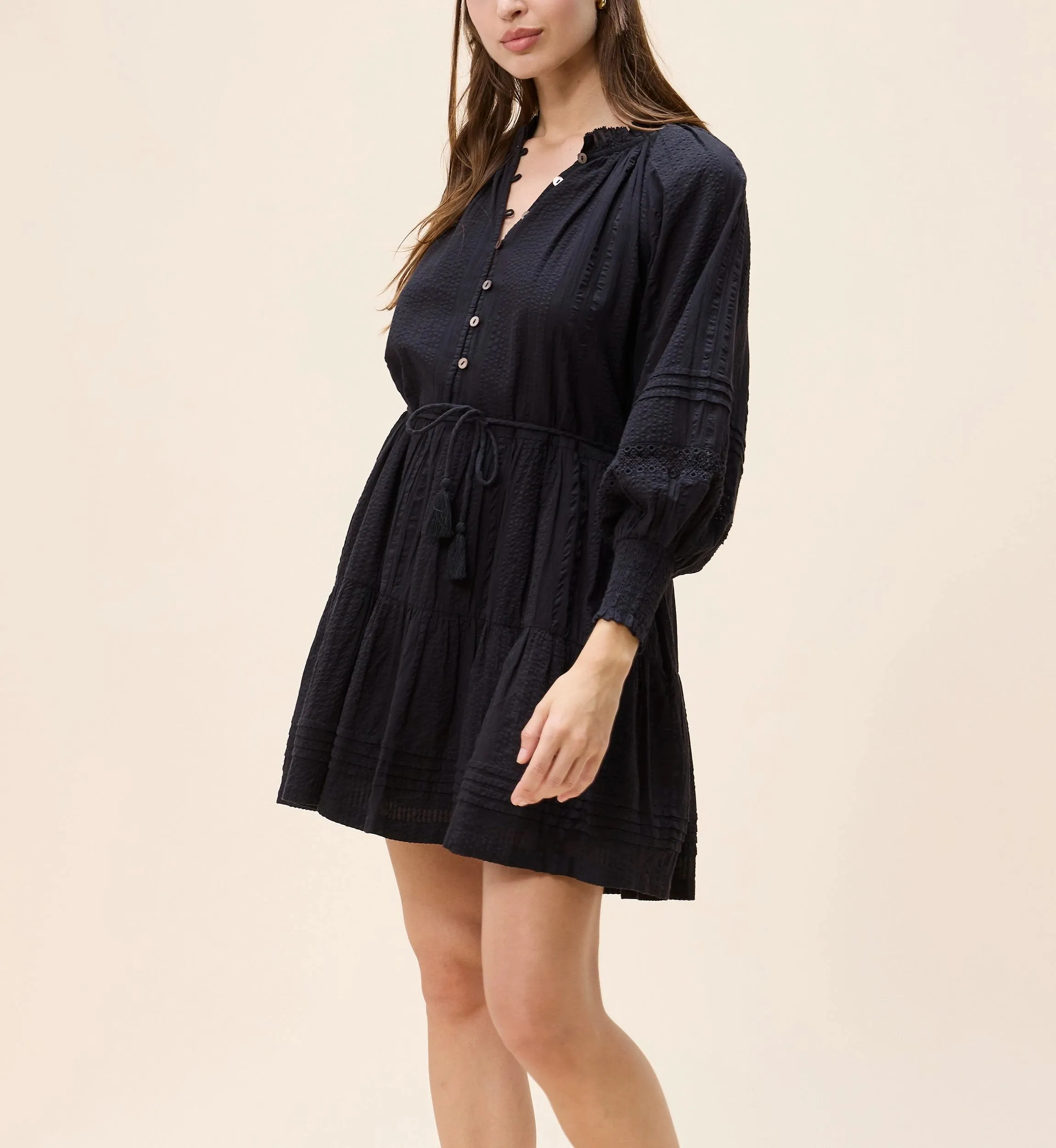 Basic Mood Subtle Edge Meadow Mini Dress | Black