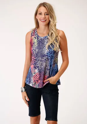 Linen blend Roper Womens Multi-Color Polyester Leopard S/L Tank Top Errand Ready Tagless Design Roper Womens Multi-Color Polyester Leopard S/L Tank Top