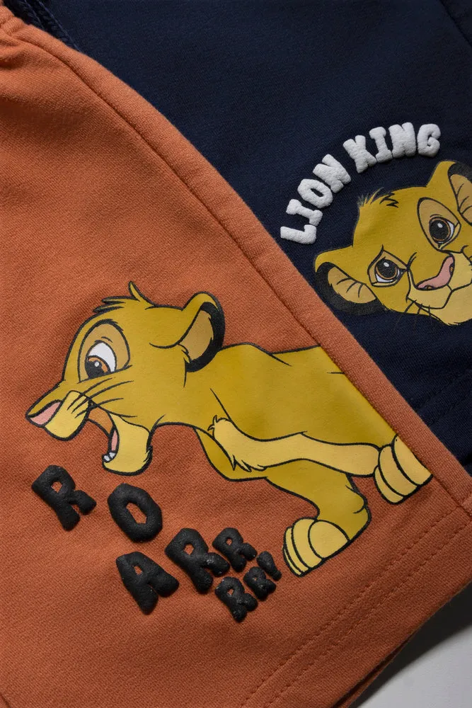 Lion King 2 Pack Knit Short Navy & Orange