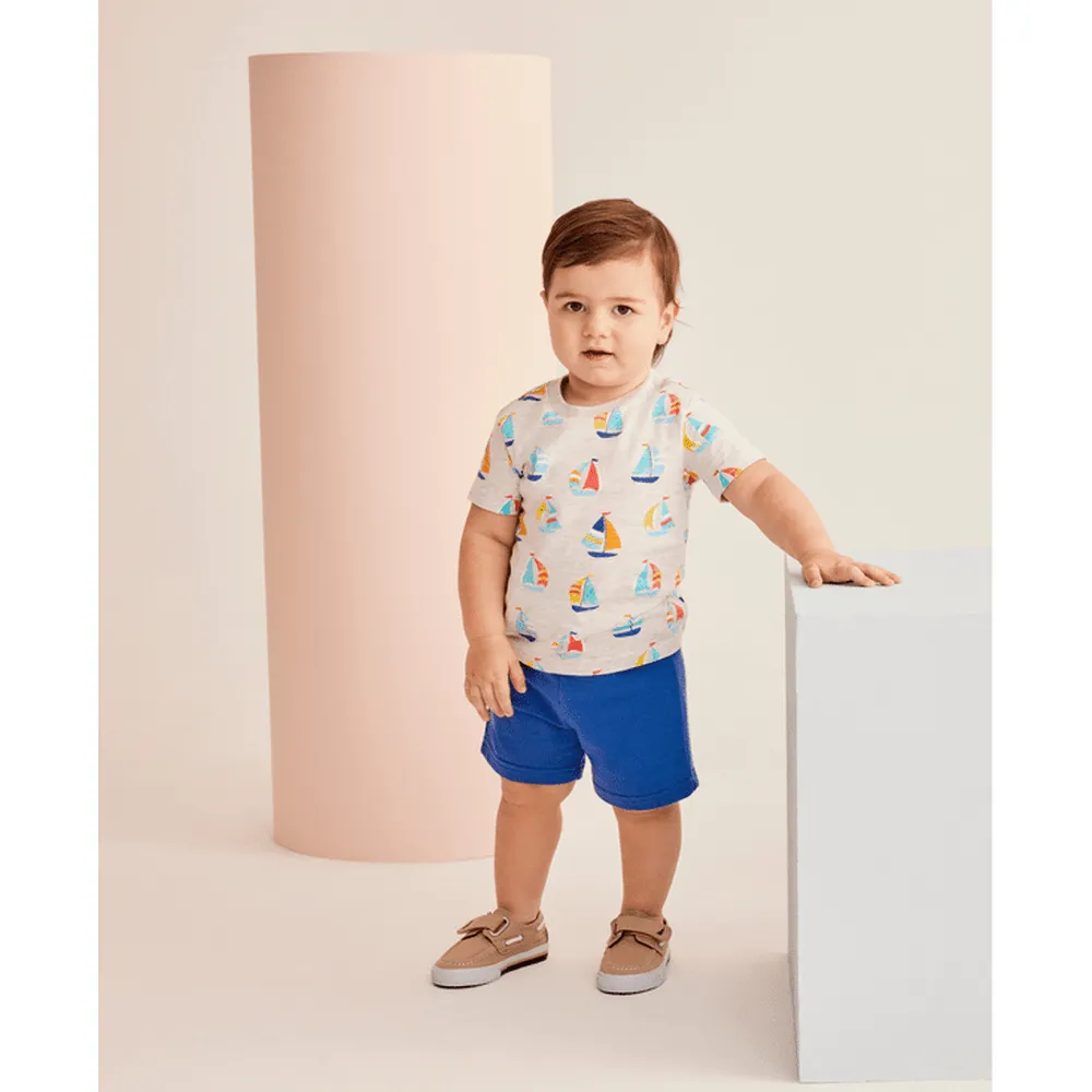 Little Me Boys Boat 3 Piece Short Set