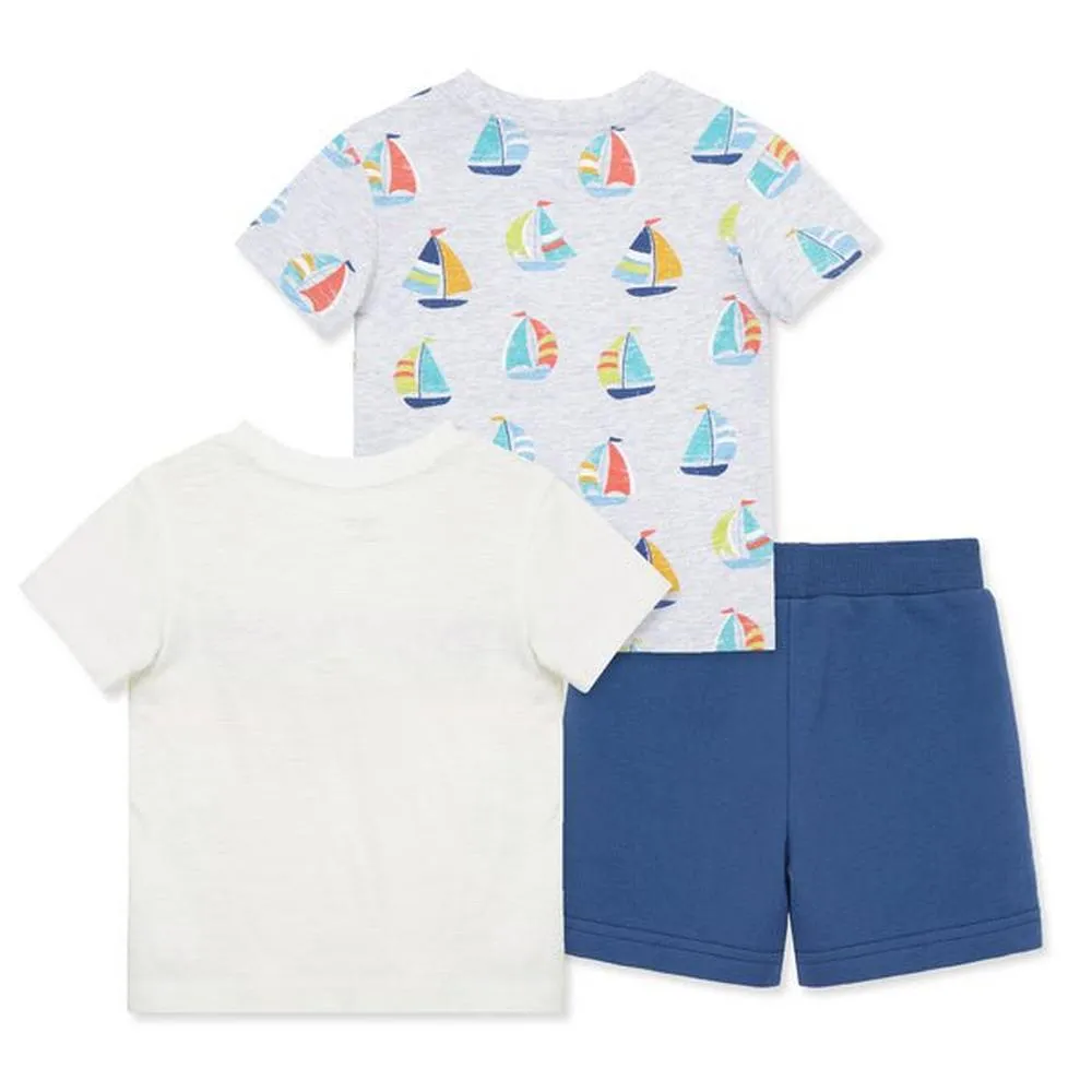 Little Me Boys Boat 3 Piece Short Set