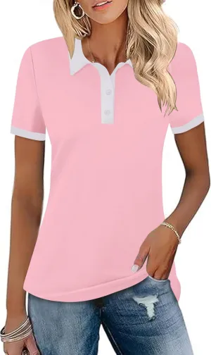 LOMON Womens Golf Polo Shirts Short Sleeve Collared Tops Lightweight Moisture Wicking Tennis Activewear S-XXL