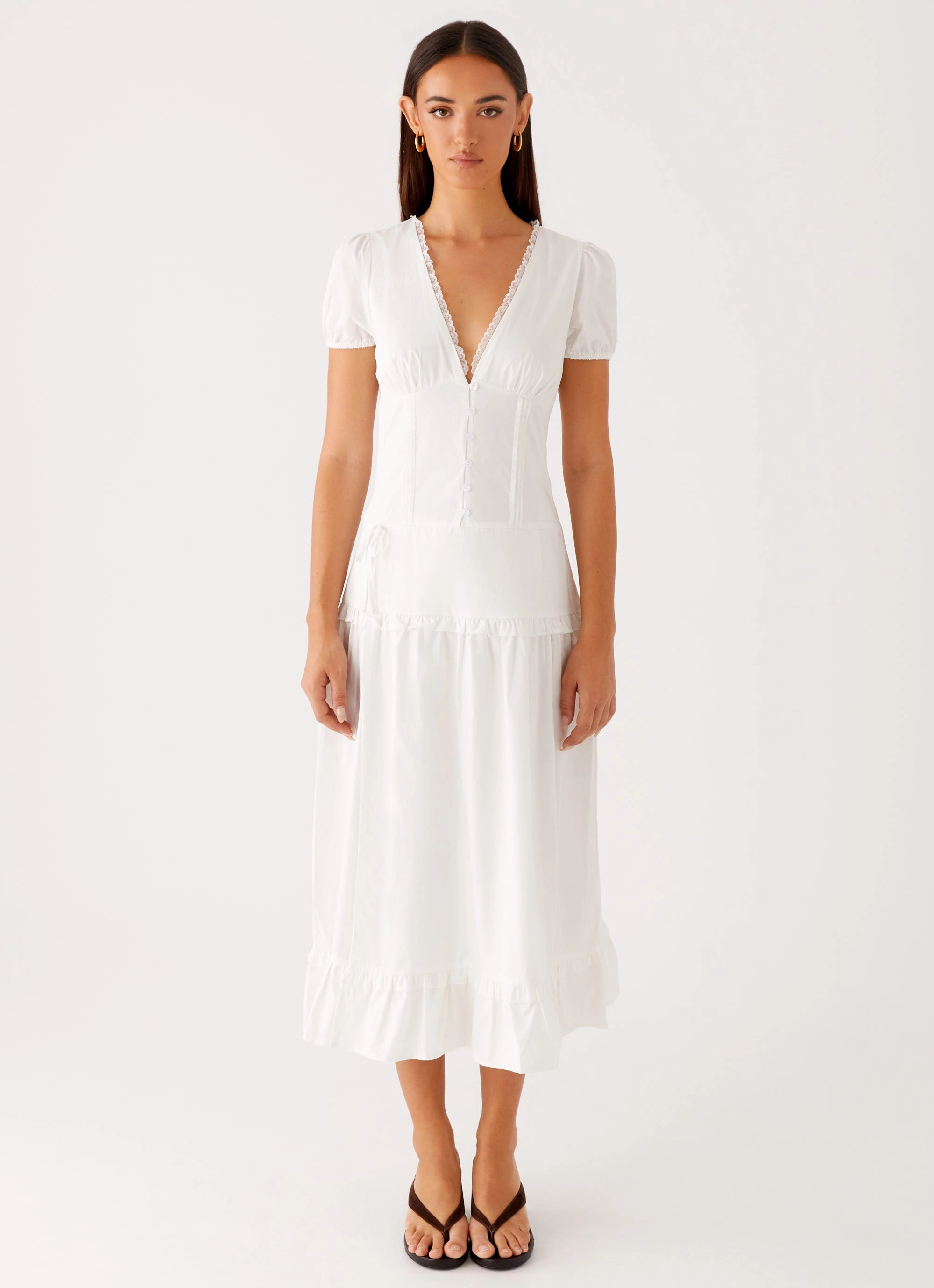 Everyday Piece Relaxed Waist Fit London Midi Dress - White