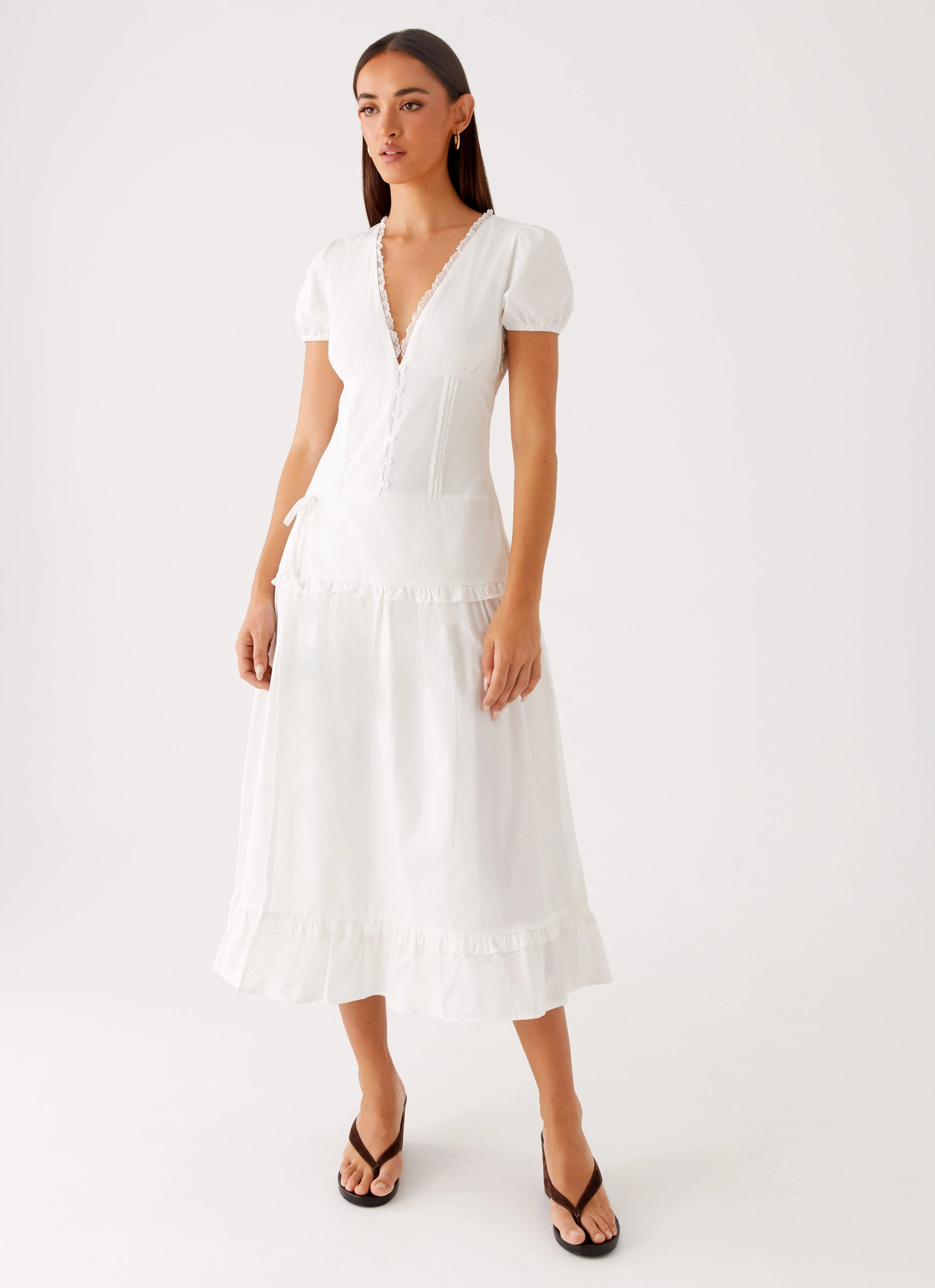 Casual and Smart Cozy Cut London Midi Dress - White