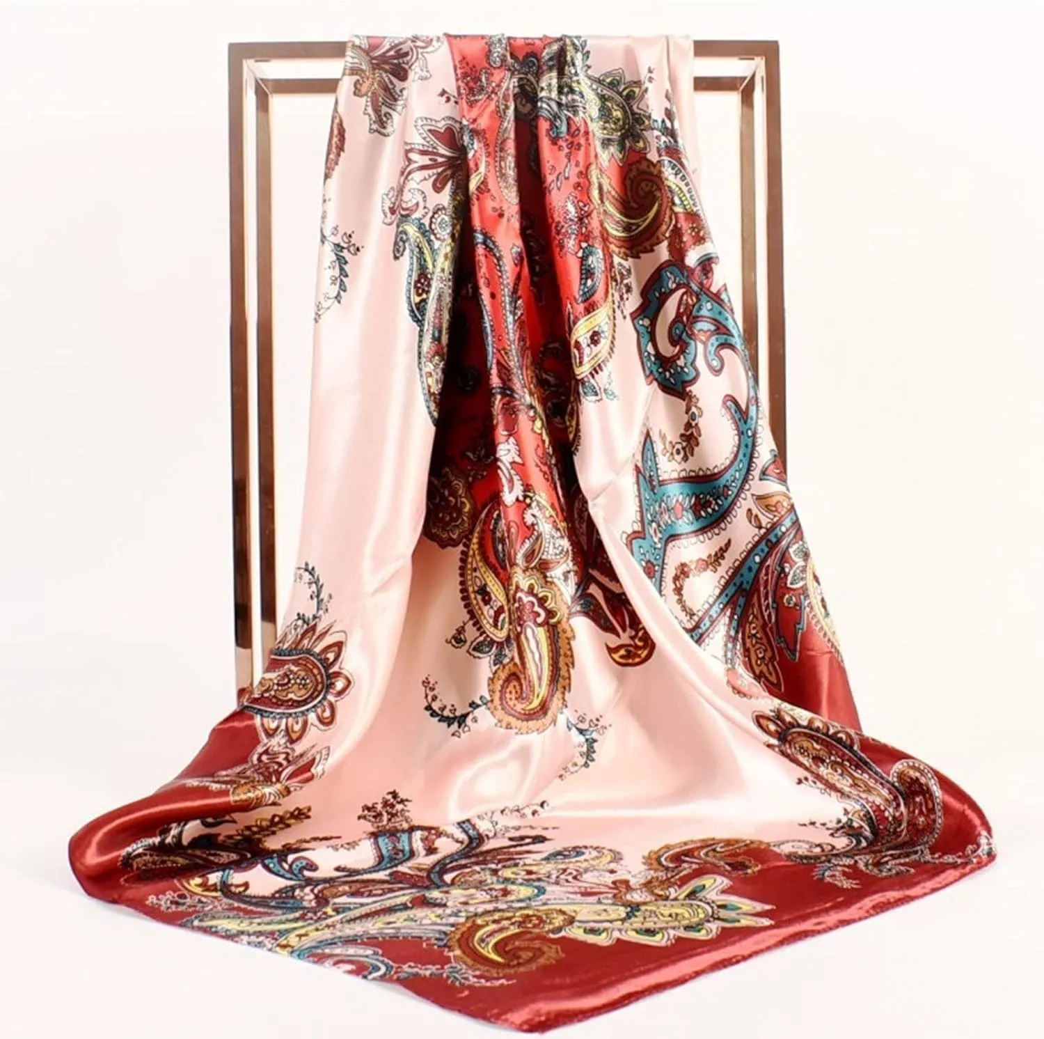 Long Silk Like Head Scarf Women's Fashion Neckerchief Square Neck Satin Scarfs for Bag Hair Scarves Gift