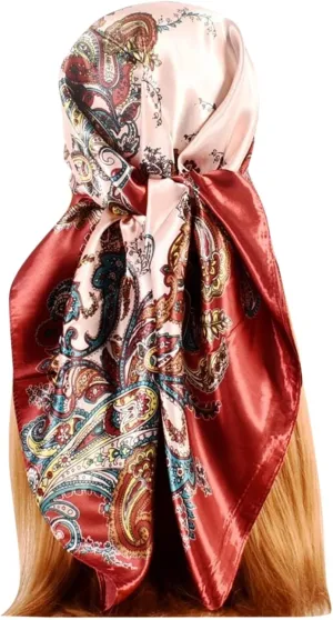 Long Silk Like Head Scarf Women's Fashion Neckerchief Square Neck Satin Scarfs for Bag Hair Scarves Gift