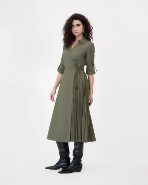 Long Sleeve Midi Shivon Dress Breathable Layer Long Sleeve Midi Shivon Dress Romantic-Style