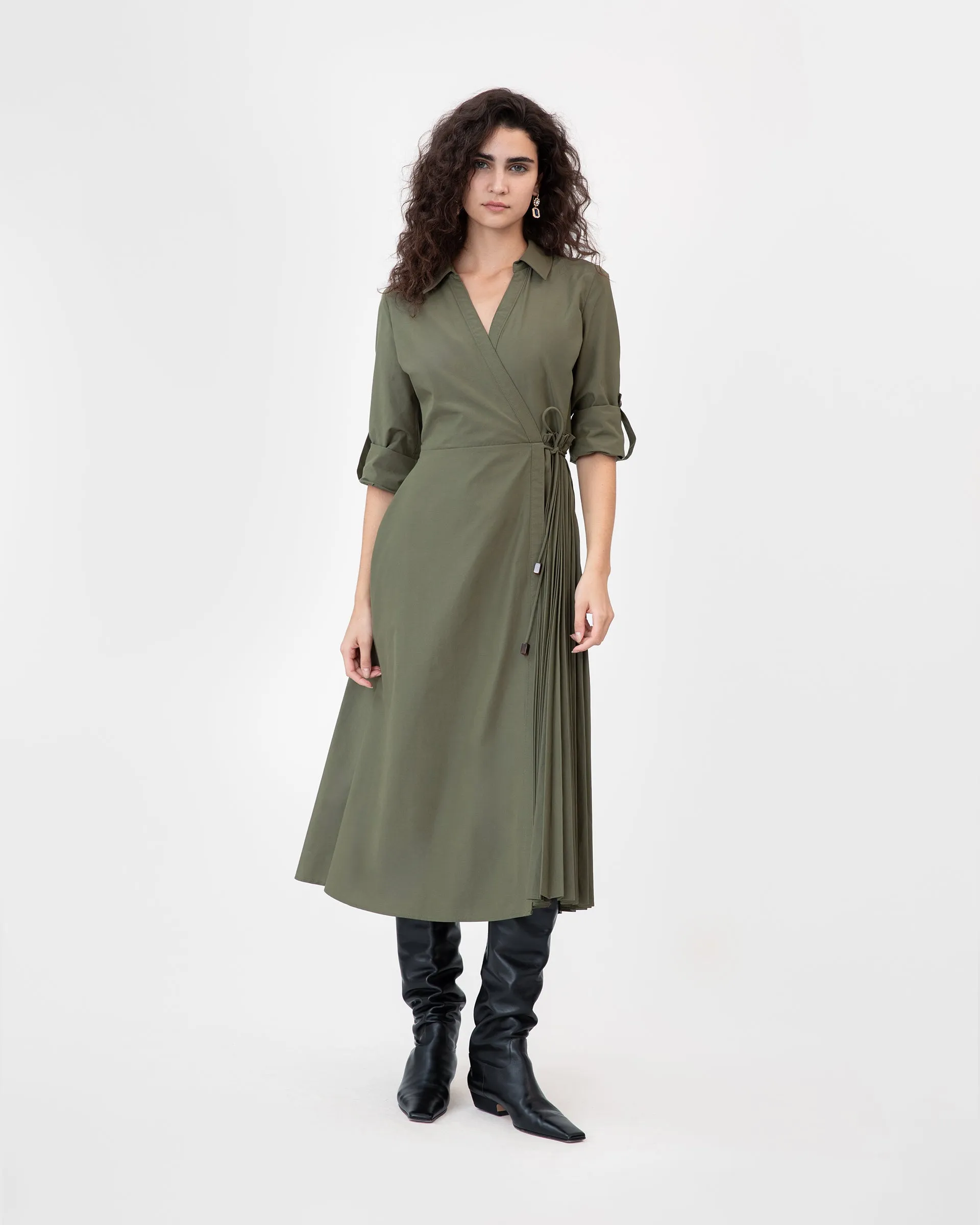 Stretch-Recovery Long Sleeve Midi Shivon Dress