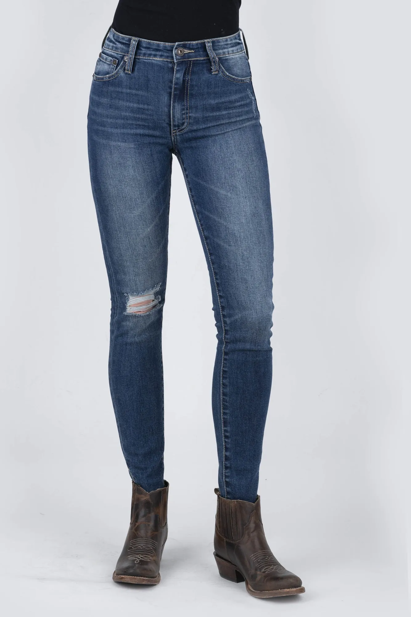 Stetson 902 Womens Blue Cotton Blend High Waist Jeans Layer Ready Modern Comfort