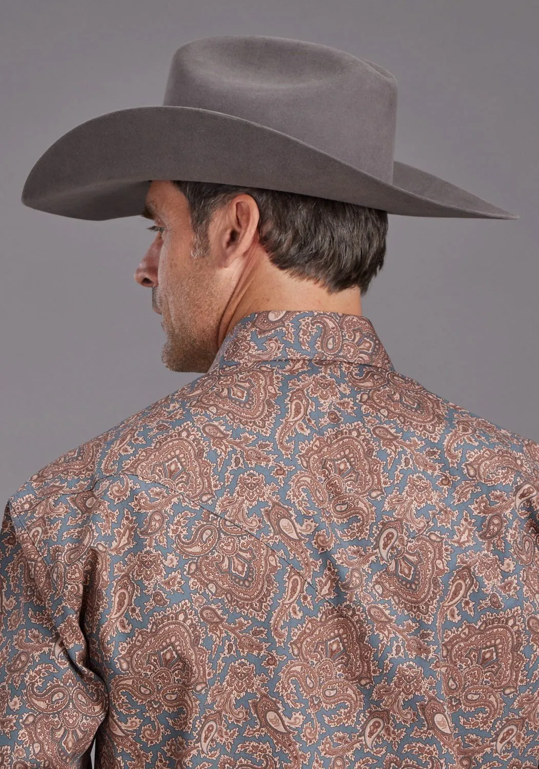 Beach Wear Stetson Mens Copper Paisley Brown 100% Cotton L/S Shirt