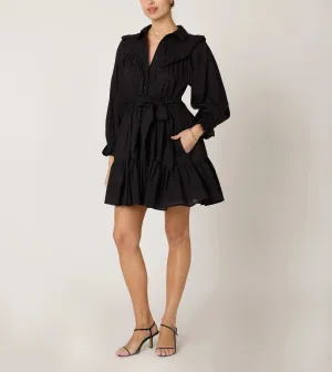 Lotte Mini Dress | Black Gradient Look Romantic-Style CrinkleResistantWeave Lotte Mini Dress | Black