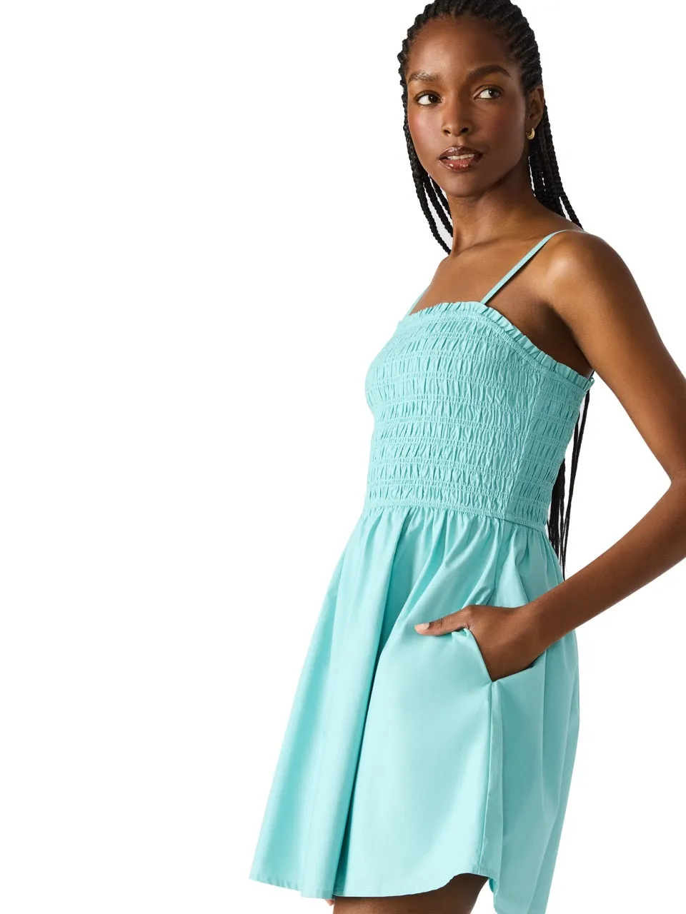 Soft cotton blend dress Lotty Dress in Hazey Blue