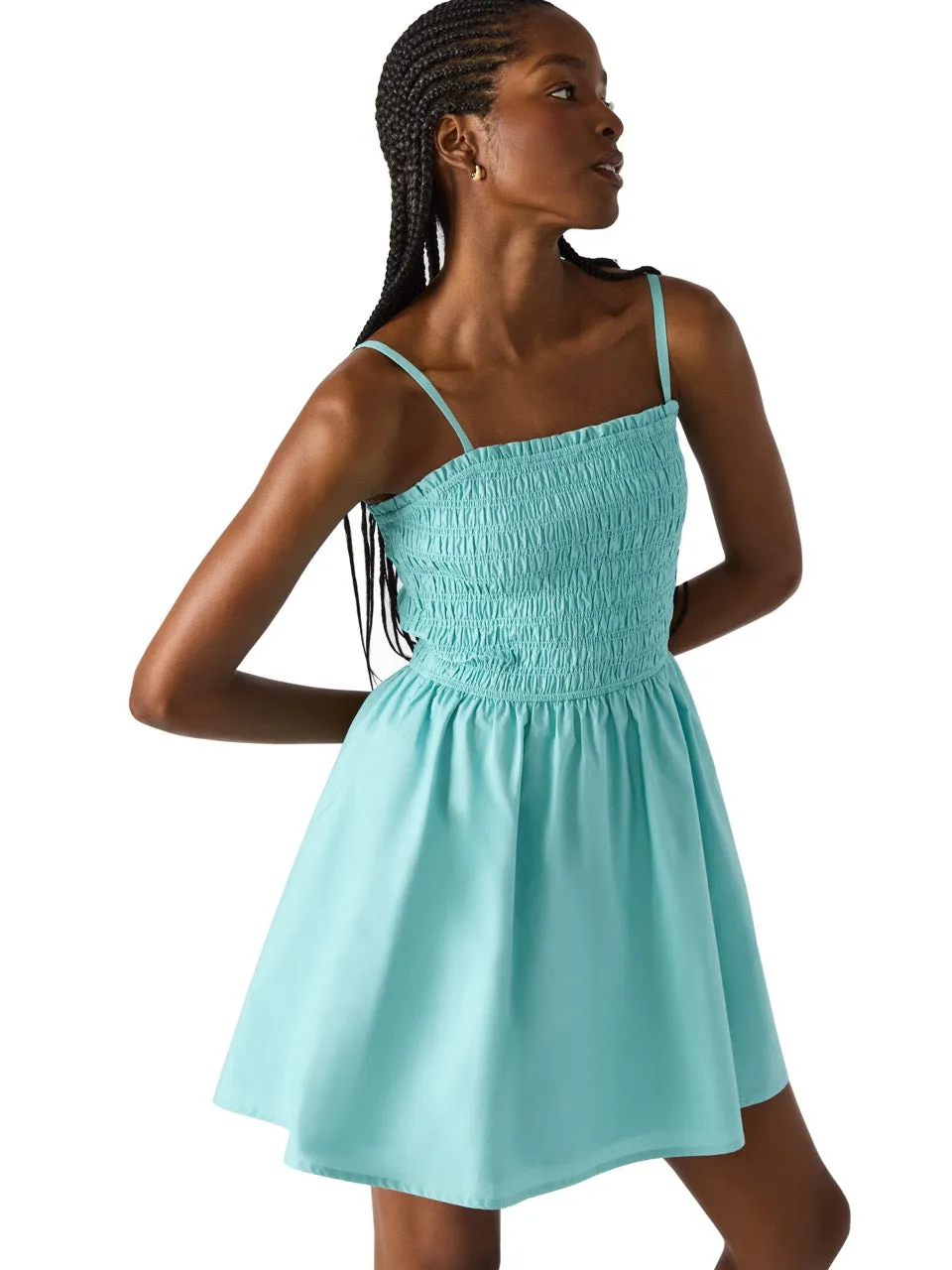 Flattering Silhouette Modern Texture Lotty Dress in Hazey Blue