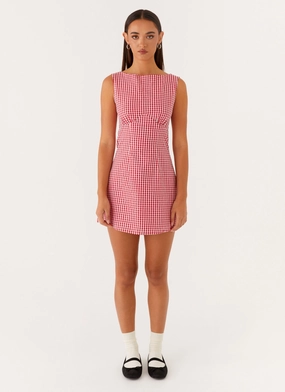 Lotus Tie Back Mini Dress - Red Gingham Wearable Style Lotus Tie Back Mini Dress - Red Gingham City Rhythm Low Maintenance