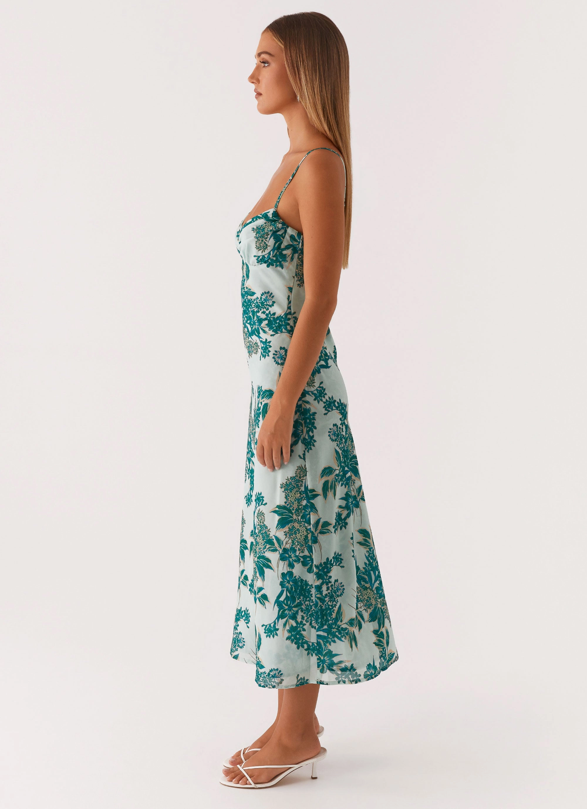 Love Song Midi Dress - Cloud Nine Floral Layered Texture