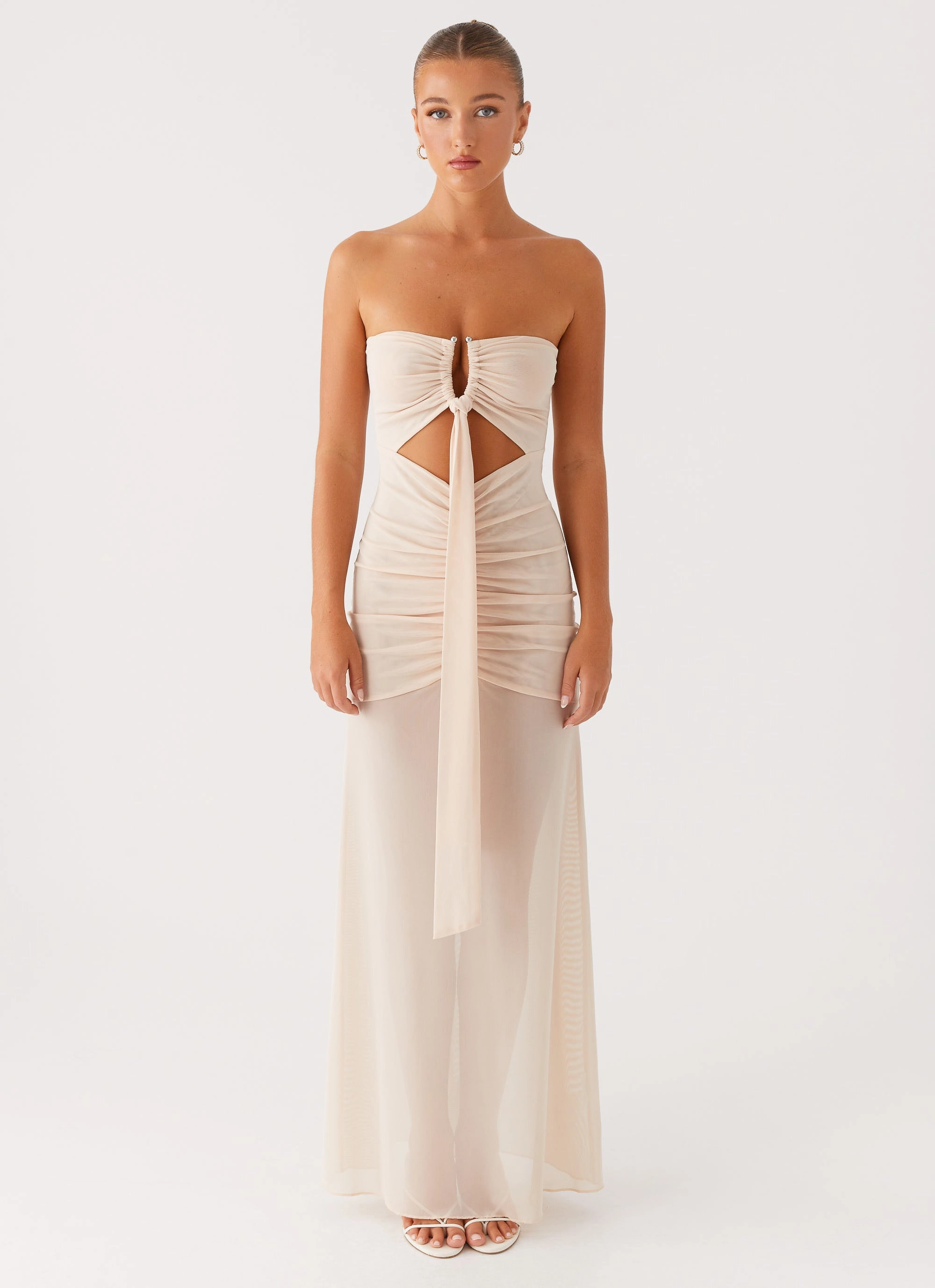 Low Maintenance Feminine Cut Lovie Maxi Dress - Beige