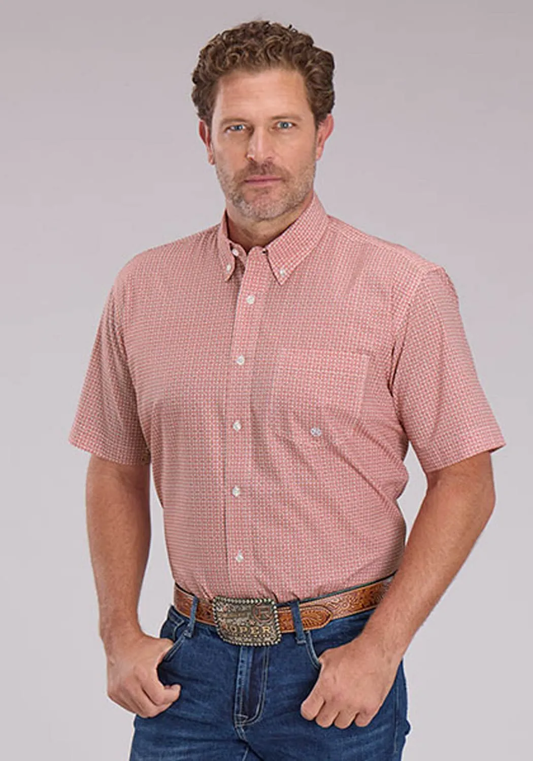Mountain Retreat Refined Aesthetic Roper Mens 2500 Saltillo Foulard Rust 100% Cotton 1 Pkt S/S Shirt