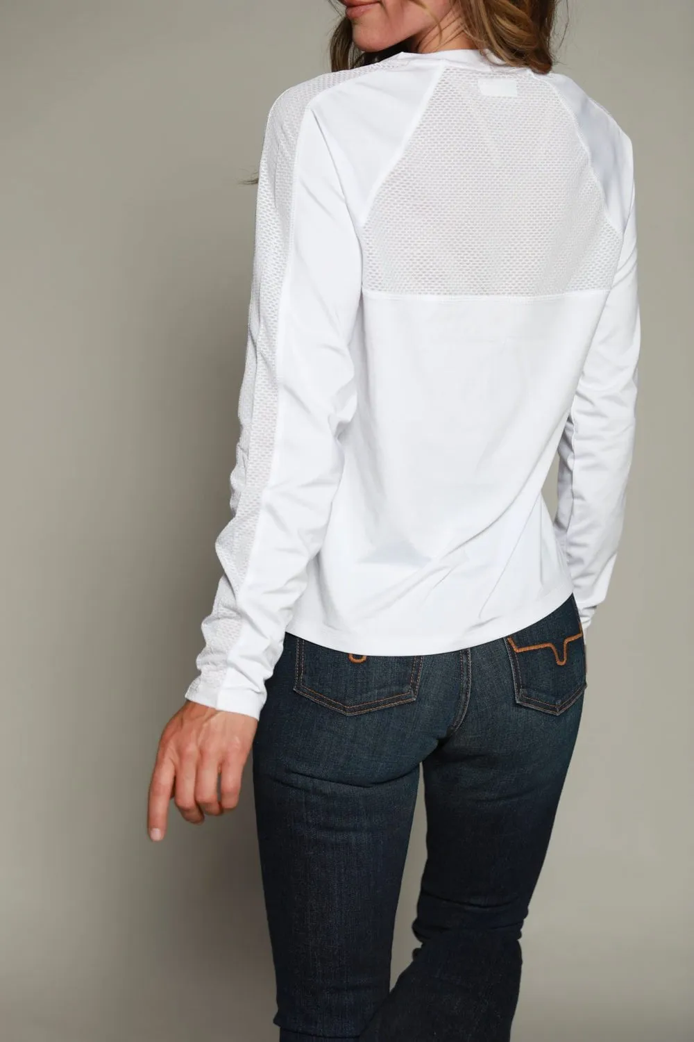 Active Comfort Kimes Ranch Womens KR1 Top White Polyester L/S Shirt