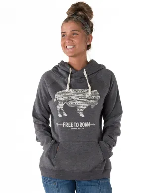 Low Rise Cowgirl Tuff Womens Free To Roam Charcoal Poly/Rayon Hoodie Cowgirl Tuff Womens Free To Roam Charcoal Poly/Rayon Hoodie Stylish Casual Traveler Gear Earthy
