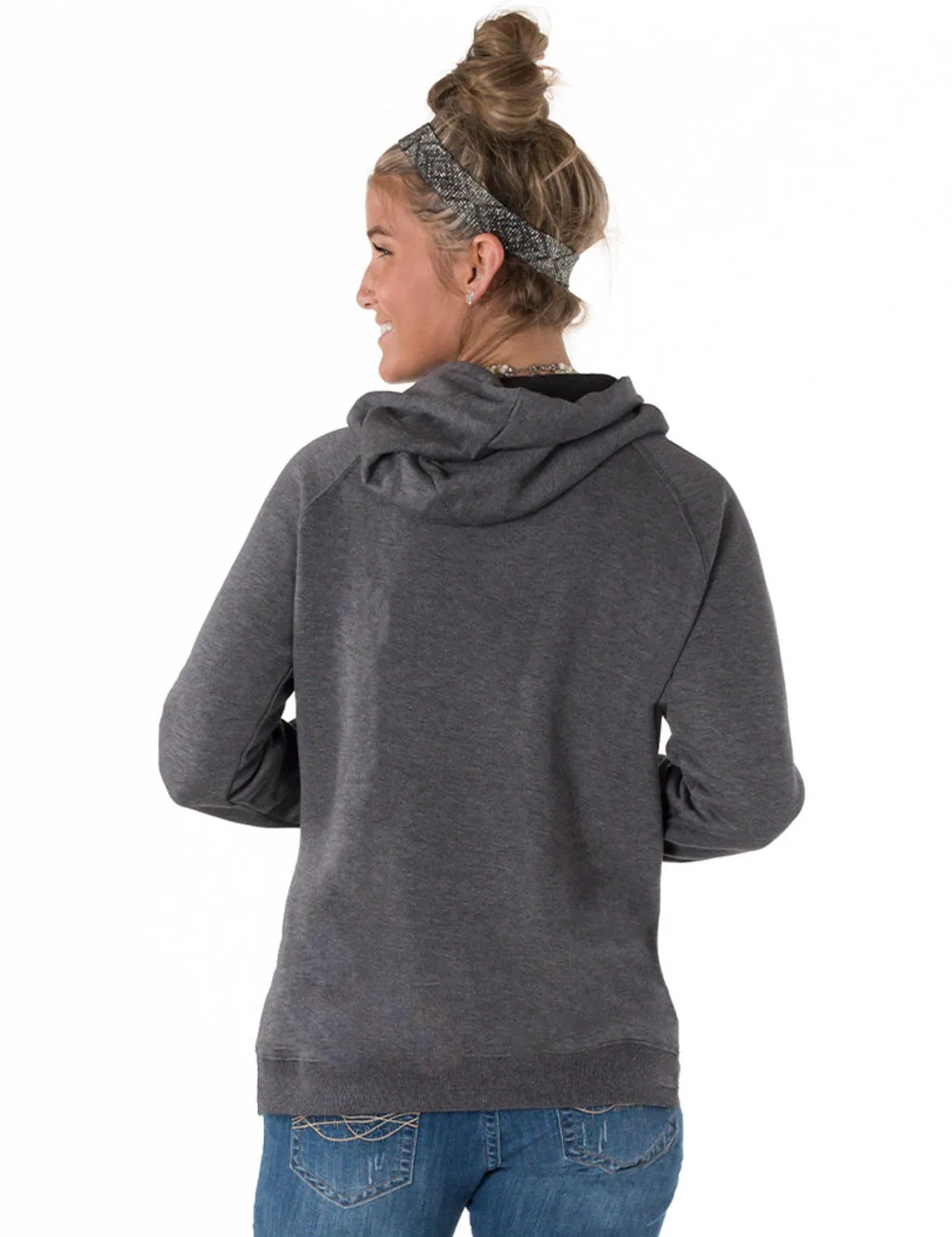 Cowgirl Tuff Womens Free To Roam Charcoal Poly/Rayon Hoodie Sleek Look Daily Uniform