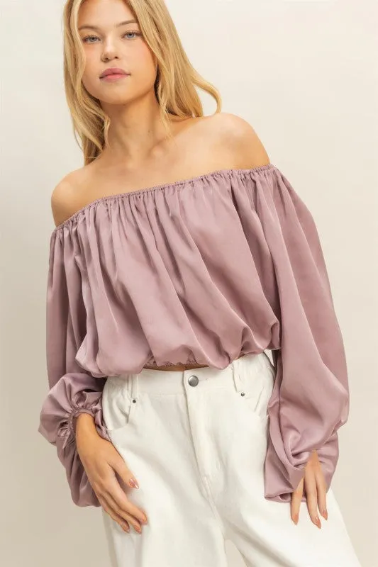 Running Gear Relaxed Waist Ellie Elegant Off-shoulder Blouse With Balloon Sleeves