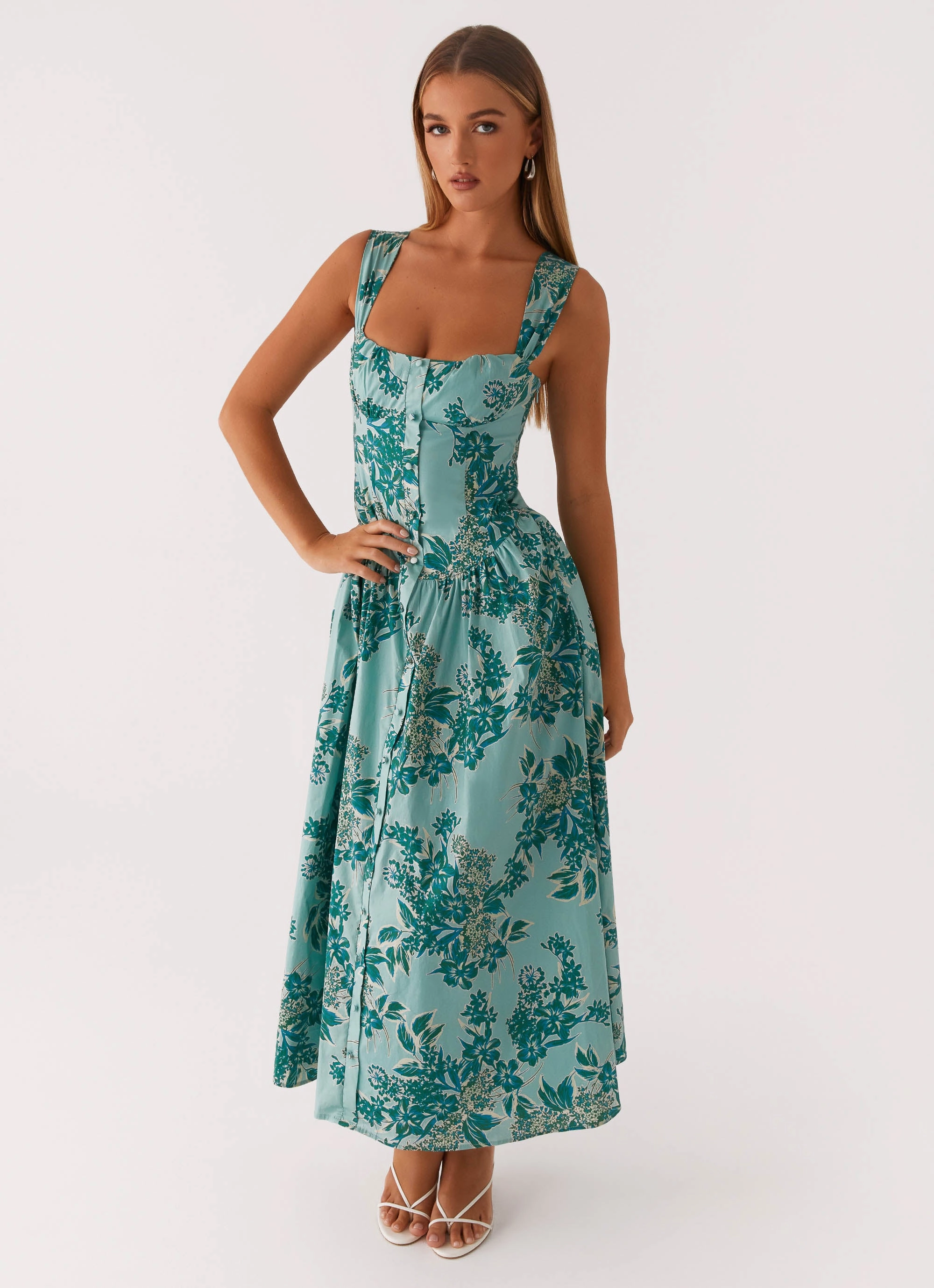 Graduation-Event Cotton Touch Emmalina Midi Dress - Cloud Nine Floral