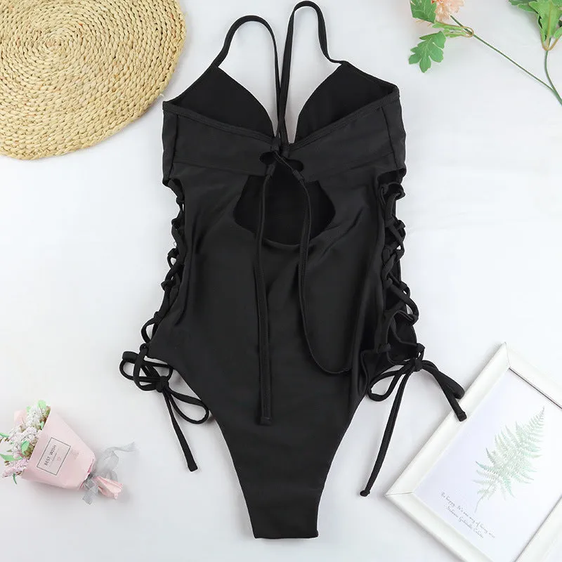 Luexco One Piece Tie-Up Swimsuit Bikini