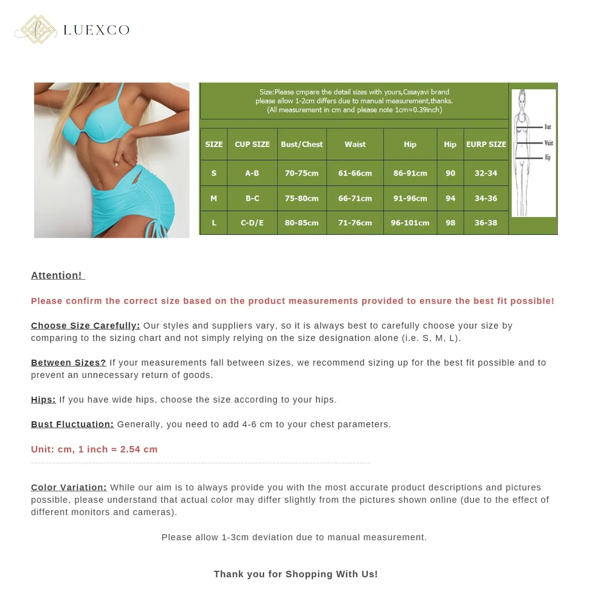 Luexco Three Piece Bikini Pleated Swimsuit With Mini Skirt