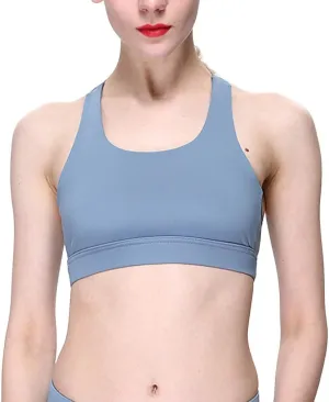Lukitty Women Sport Yoga Bra High Impact Fitness Workout Gym Running Mesh Tops